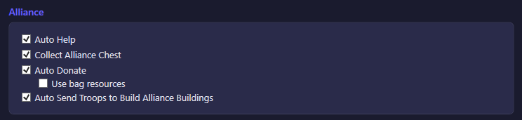 The Alliance section of the Alliance settings tab