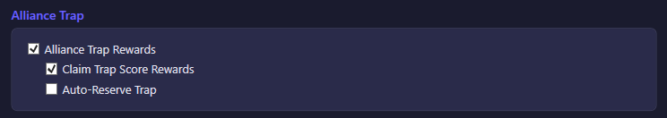 The Alliance Trap section of the Alliance settings tab