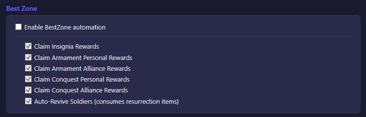 Best Zone settings