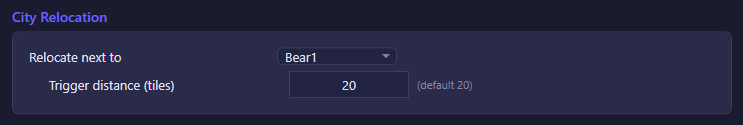 The City Relocation section of the Protection settings tab