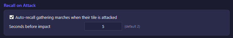 The Recall on Attack section of the Protection settings tab
