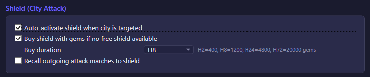 The Shield section of the Protection settings tab