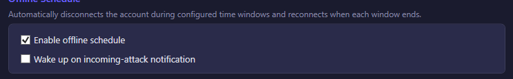 Description of the offline schedule behavior