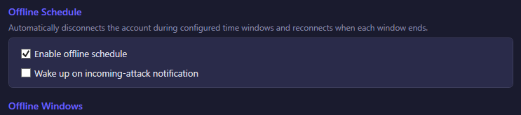 Offline Schedule section